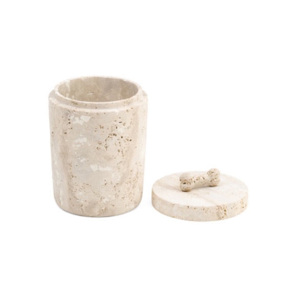 INTERNATIONAL BRASS HOUSE Travertine Dog Treat Jar